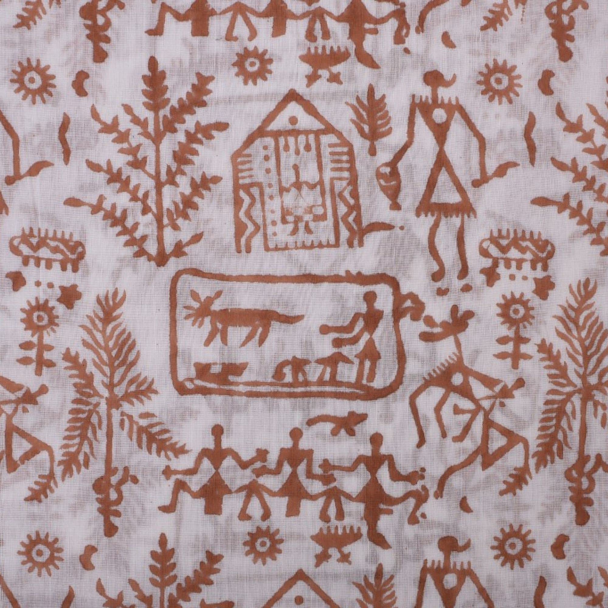 3 Yard Hand Block Print Fabric, Indian Ethnic Natural Running Upholestry Fabric for Sewing,Crafting, Dressmaking, Cotton Voile Fabric by The Yard (Pattern 16) - Image 3