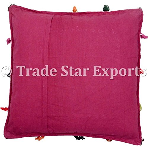 Indian Patchwork Pillow Covers 24"x24" Handmade Vintage Cushion Boho Decorative Pillow Case Square Embroidery Cushion Cover Euro Sham Pillow Decor Large Throw Pillow Shams (Pattern 2) - Image 4