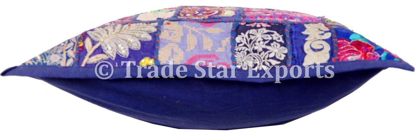 Indian Vintage Pillow Cover 16x16" Handmade Patchwork Cushion Ethnic Decorative Pillow Cases Square Sofa Cushion Covers Embroidery Christmas Throw Pillow Hippie Decor Pillow Shams (Pattern 4) - Image 5