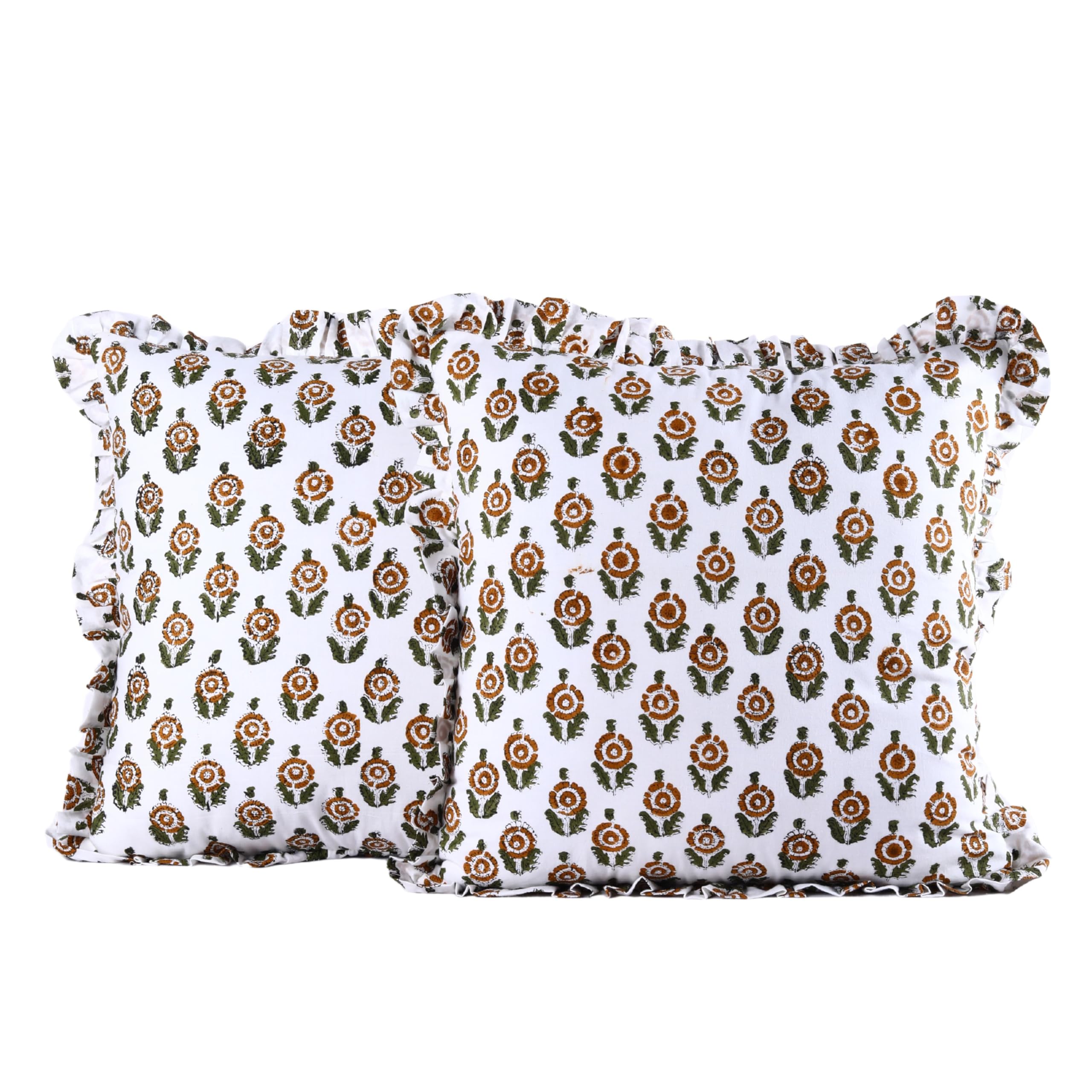 Trade Star 100% Cotton Cushion Covers Vintage Designer Pillow Case Reversible Set of 2 Throw Pillow Covers Lightweight Beautiful Hand Block Print Cushion Case with Soft Frills - Image 3