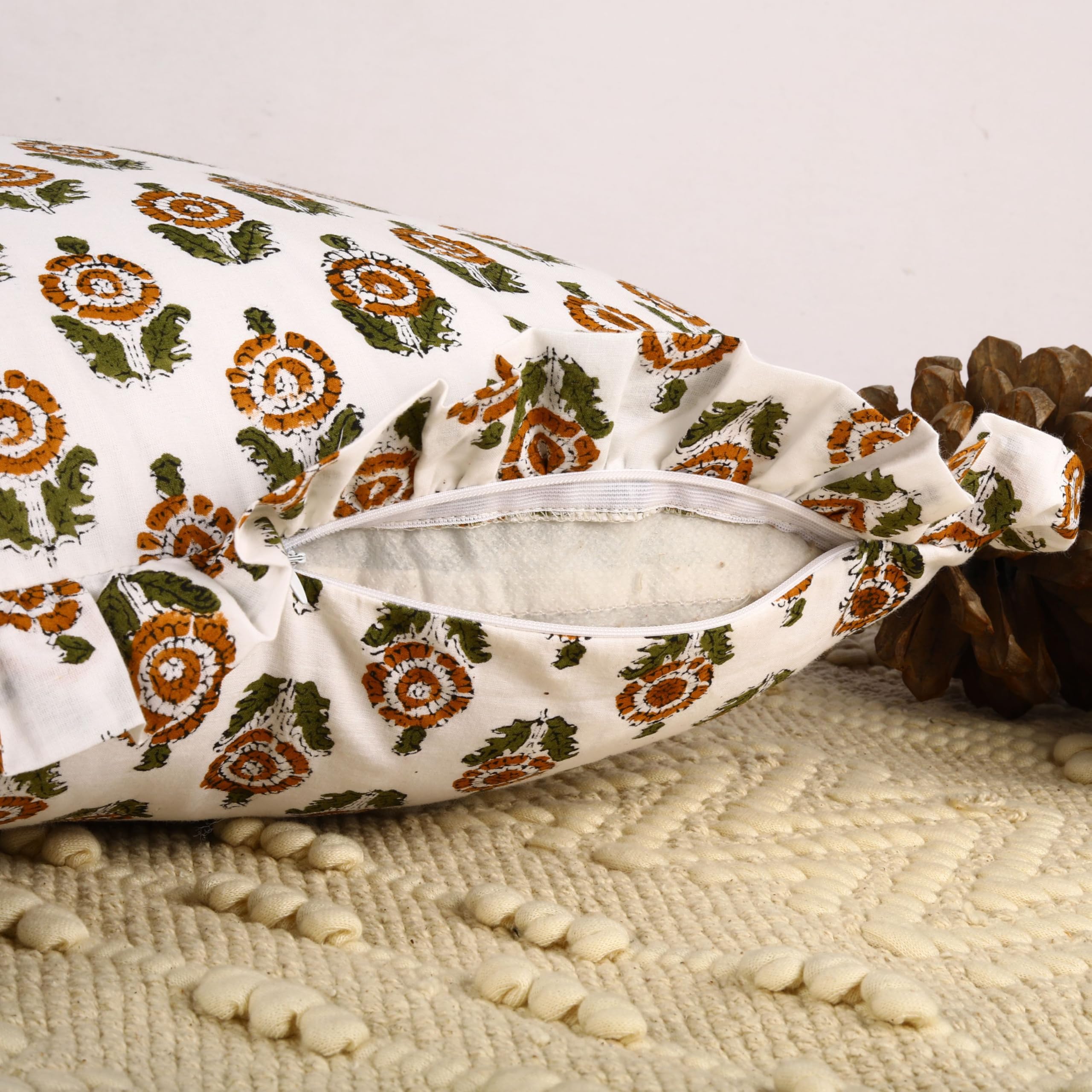 Trade Star 100% Cotton Cushion Covers Vintage Designer Pillow Case Reversible Set of 2 Throw Pillow Covers Lightweight Beautiful Hand Block Print Cushion Case with Soft Frills - Image 6