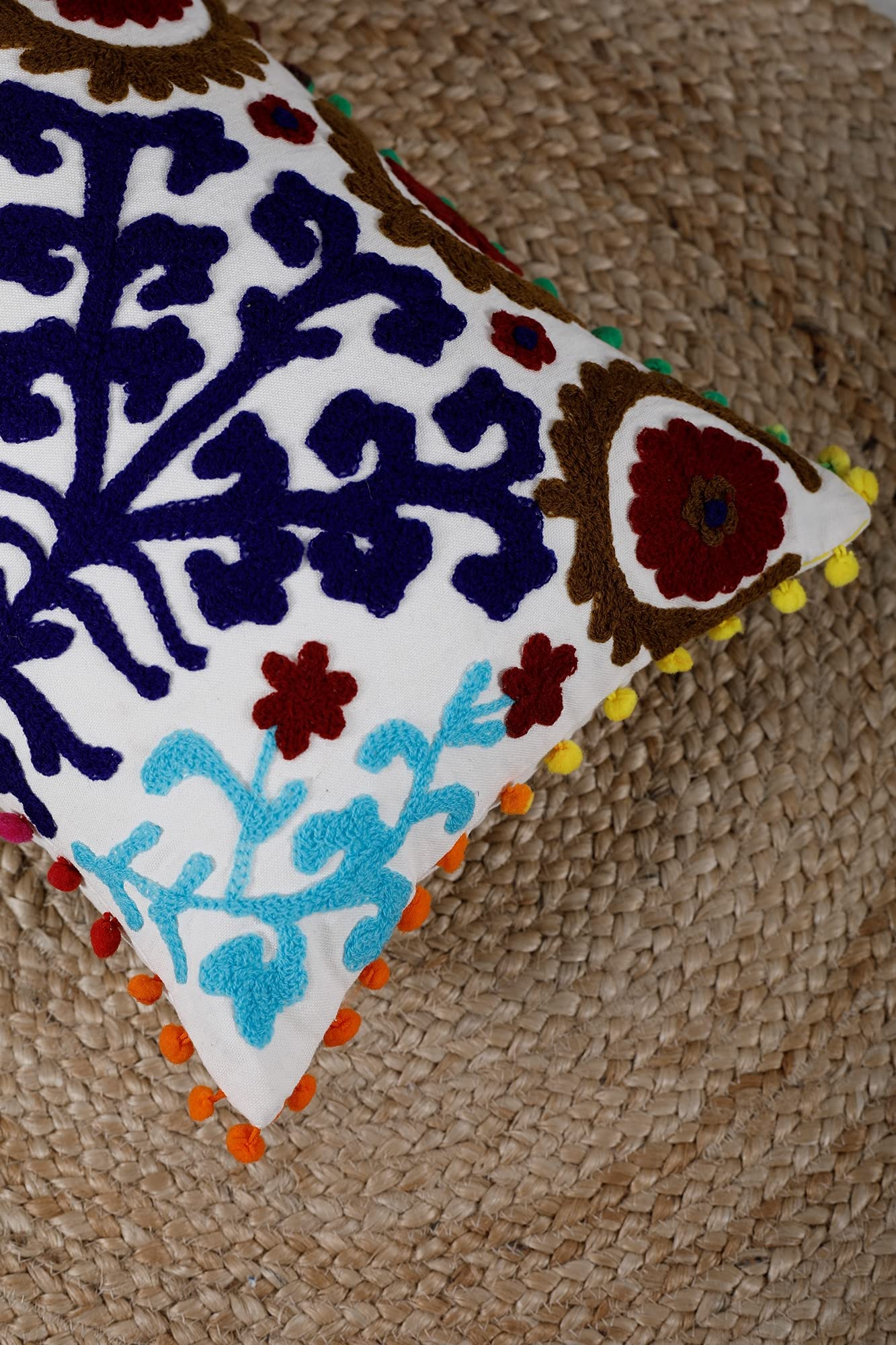 Trade Star 100% Cotton Embroidered Pillow Case Long Designer Pillow Sham Beautiful Sofa Decor Cushion Case 12x24 Inches Lumbar Decorative Cushion Cover Modern Elegant Pillow Cover for Home Decor - Image 3