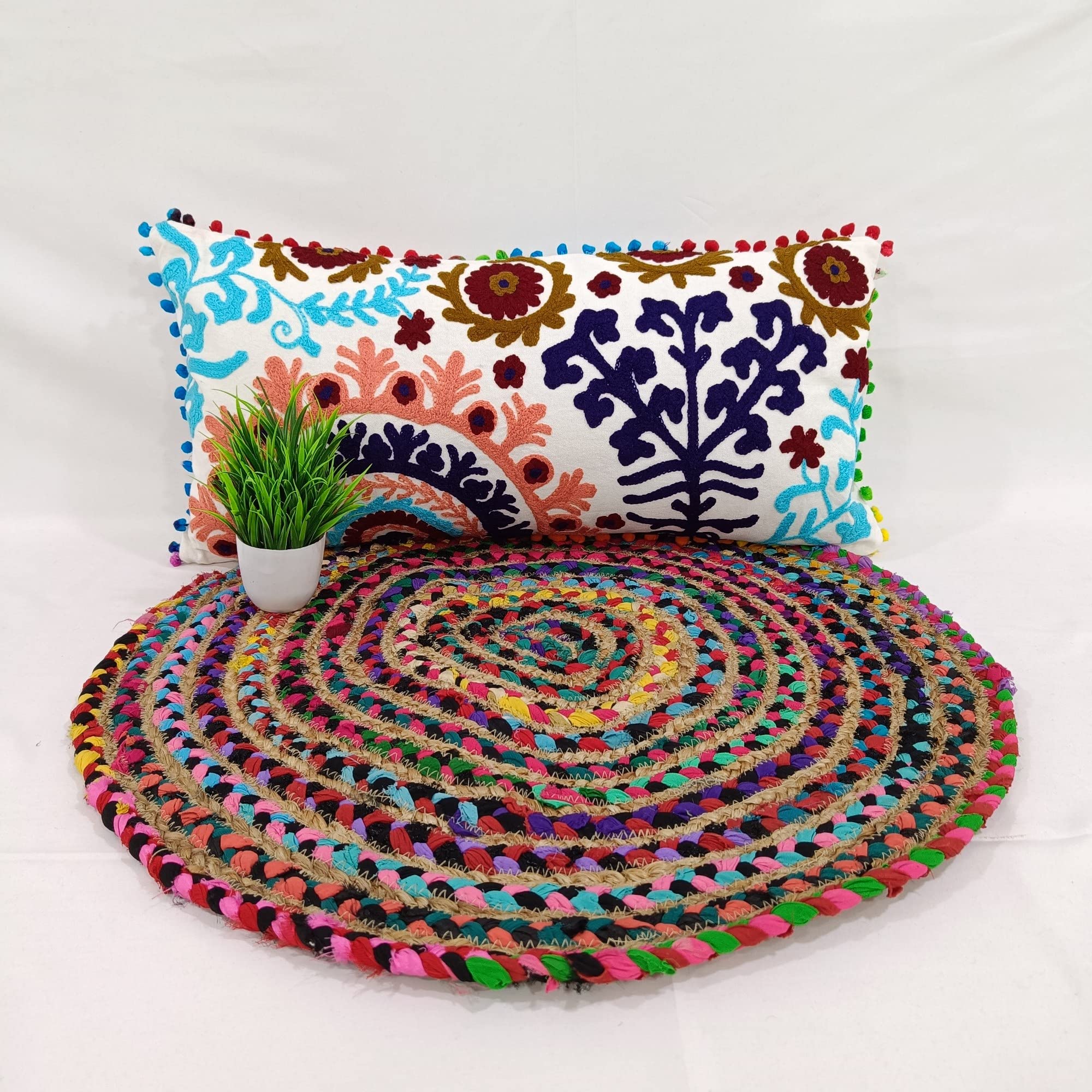 Trade Star 100% Cotton Embroidered Pillow Case Long Designer Pillow Sham Beautiful Sofa Decor Cushion Case 12x24 Inches Lumbar Decorative Cushion Cover Modern Elegant Pillow Cover for Home Decor - Image 6