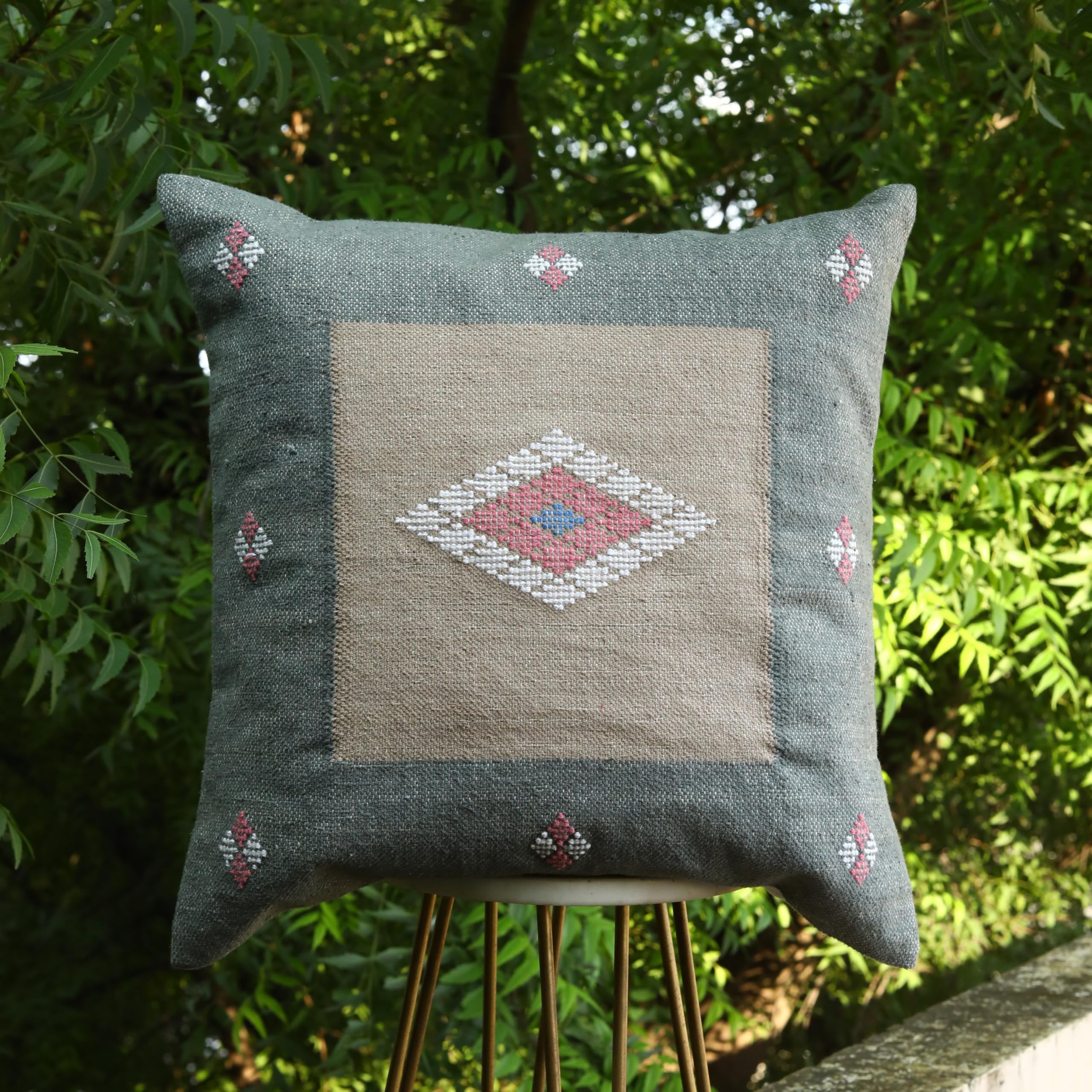 Trade Star 100% Cotton Sabra Kilim Pillow Cover Farmhouse Cushion Cover Beautiful Handmade Sofa Pillow Cover Designer for Home Decor Spring Breathable Cushion Case (Pattern- 14) - Image 4