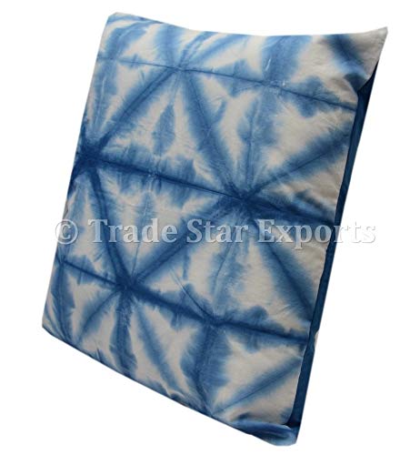 Trade Star 24 x 24 Indigo Tie Dye Pillow Covers Shibori Euro Shams Cushion Cover Square Pillow Case for Home Decor Indian Pillows for Christmas Decorations Ethnic Sofa Cushion - Image 4