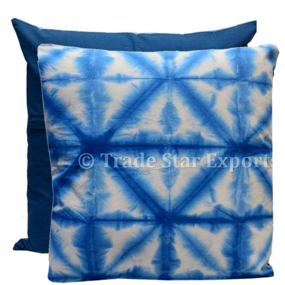 Trade Star 24 x 24 Indigo Tie Dye Pillow Covers Shibori Euro Shams Cushion Cover Square Pillow Case for Home Decor Indian Pillows for Christmas Decorations Ethnic Sofa Cushion - Image 5