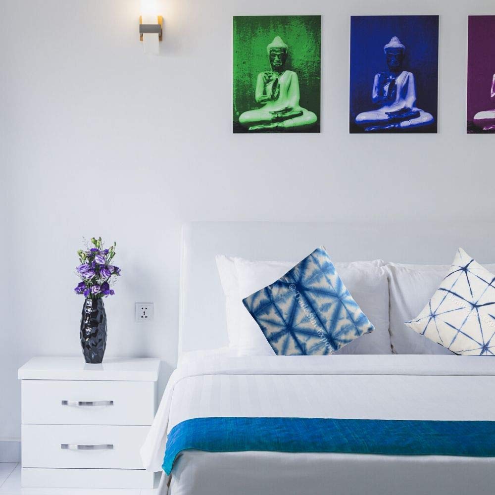 Trade Star 24 x 24 Indigo Tie Dye Pillow Covers Shibori Euro Shams Cushion Cover Square Pillow Case for Home Decor Indian Pillows for Christmas Decorations Ethnic Sofa Cushion - Image 7