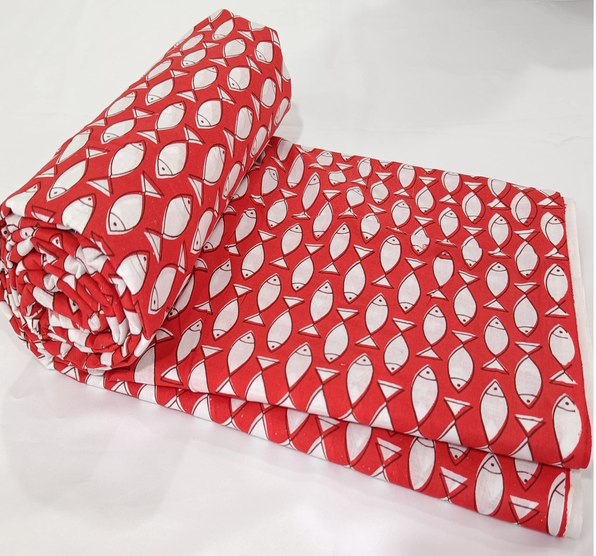 Trade Star 3 Yard 100% Cotton Printed Fabric Voile Fabric for Dressmaking Sewing Ethnic Fish Print Fabric By the Yard Indian Running Natural Dye Width 44 Inches - Image 3