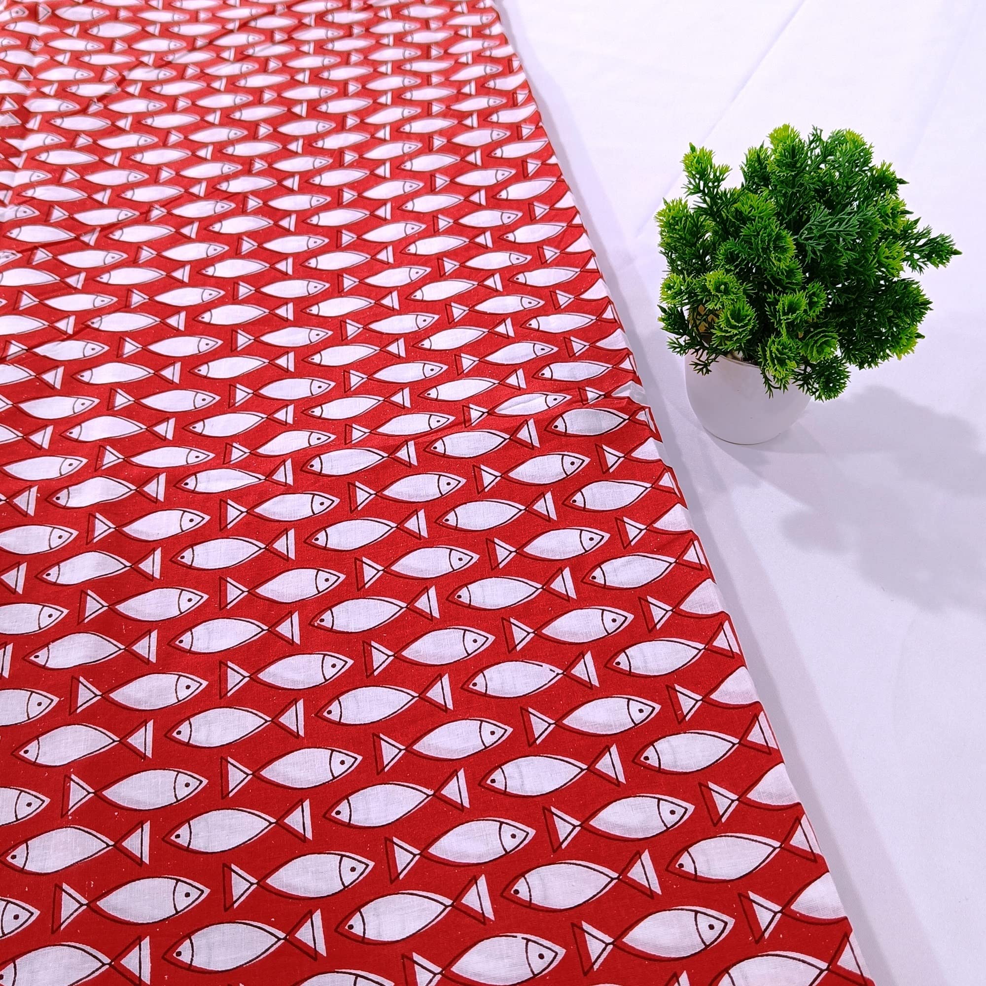 Trade Star 3 Yard 100% Cotton Printed Fabric Voile Fabric for Dressmaking Sewing Ethnic Fish Print Fabric By the Yard Indian Running Natural Dye Width 44 Inches - Image 6