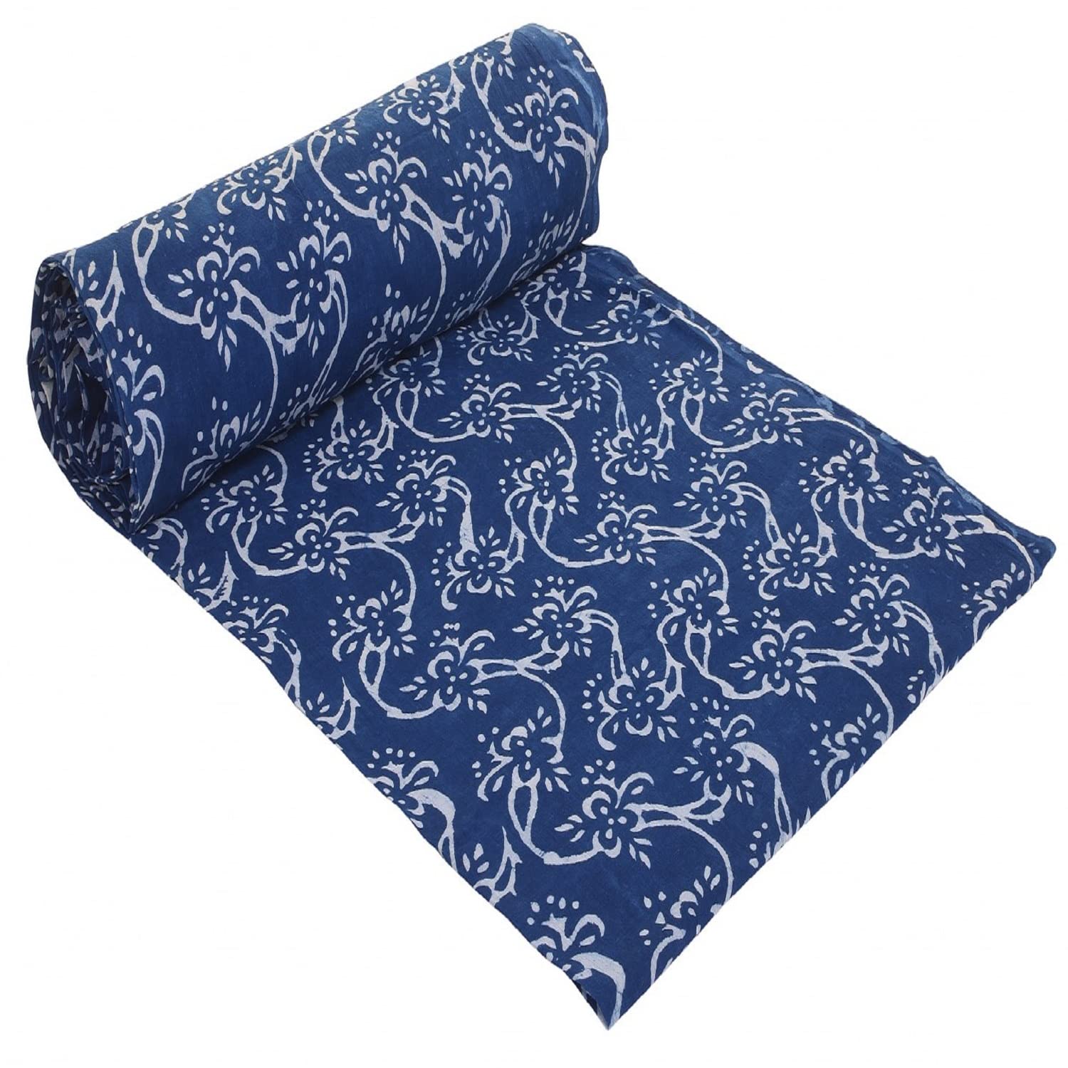 Trade Star 3 Yard Handblock Print Fabric 100% Cotton Fabric by the Yard Natural Dyes Indian Running Cloth Dressmaking Handmade Indigo Ethnic Standard and Floral Print Textile Width 44 Inches - Image 4