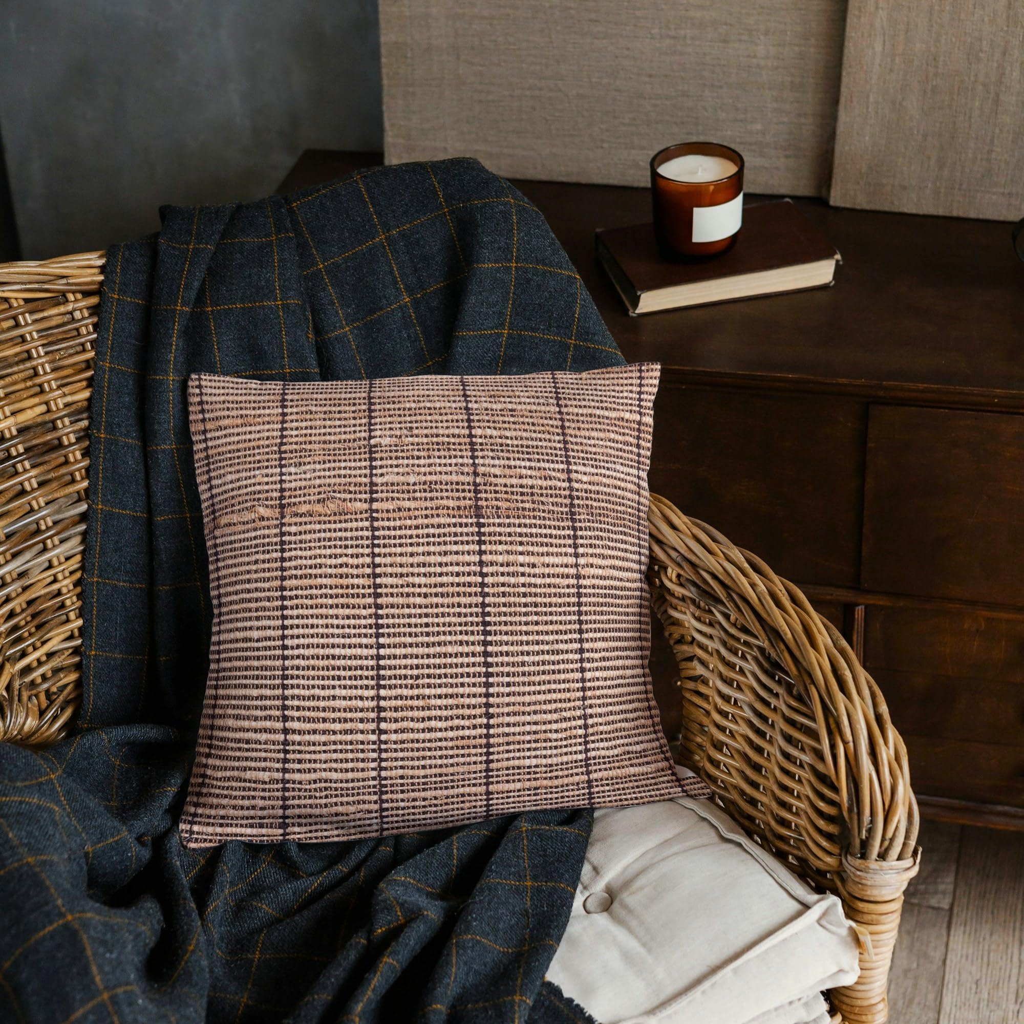 Trade Star 70% Jute 30% Wool Kilim Rug Decorative Luxury Boho Jute Cotton Pillow Shams Indian Premium Cushion Case for Home Decor Handloomed Throw Square Cushion Vintage Pillow Cover (18x18 Inches) - Image 3