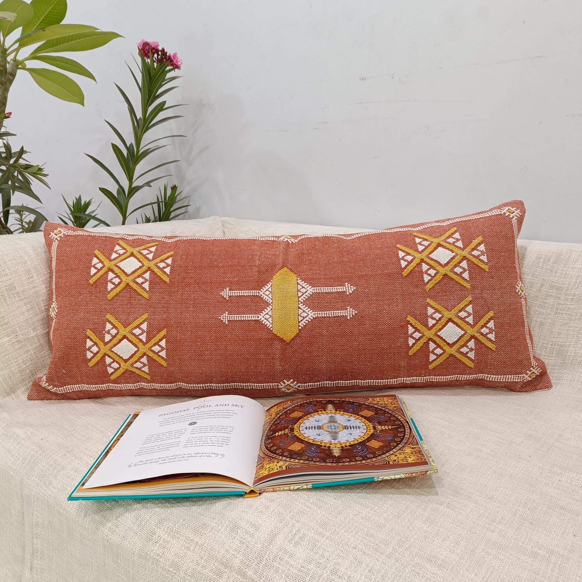 Trade Star Decorative Kilim Lumbar Hand Crafted Authentic Cushion Cover 100% Cotton Sabra Pillow Cover Long Cushion Case for Bedroom Fall Decor 14x36 Cushion Cover (Pattern - 2) - Image 4