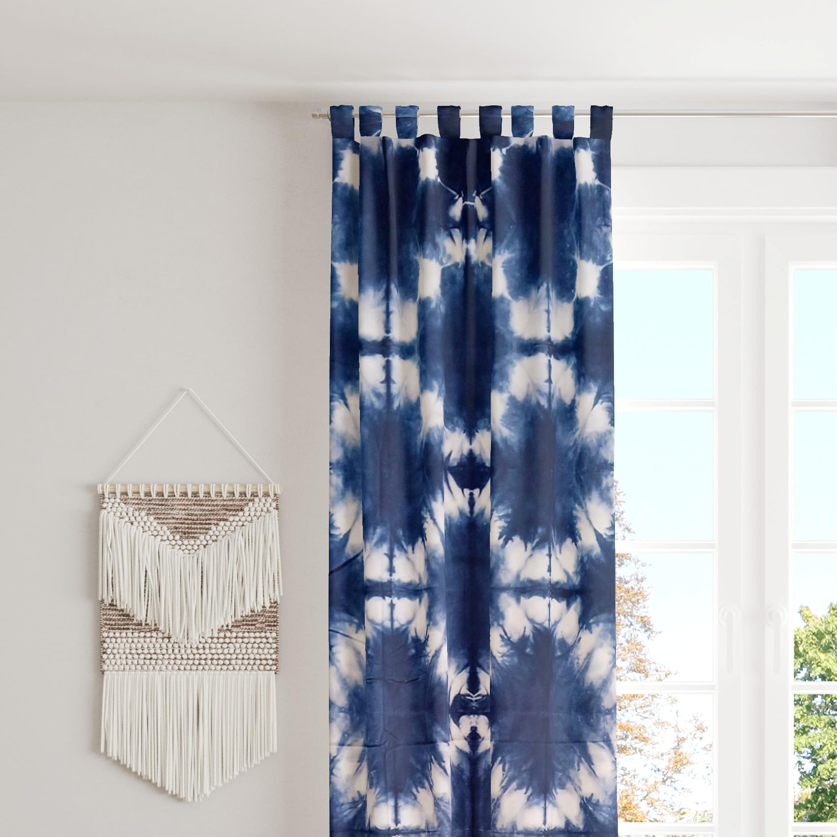 Trade Star Decorative Sheer Long Curtains 100% Cotton Curtains Handmade Indigo Window Blinds Panel Indian Premium Quality Boho Shibori Tie Dye Pattern Drapes for Living Room Decor (44X60 INCHES) - Image 4