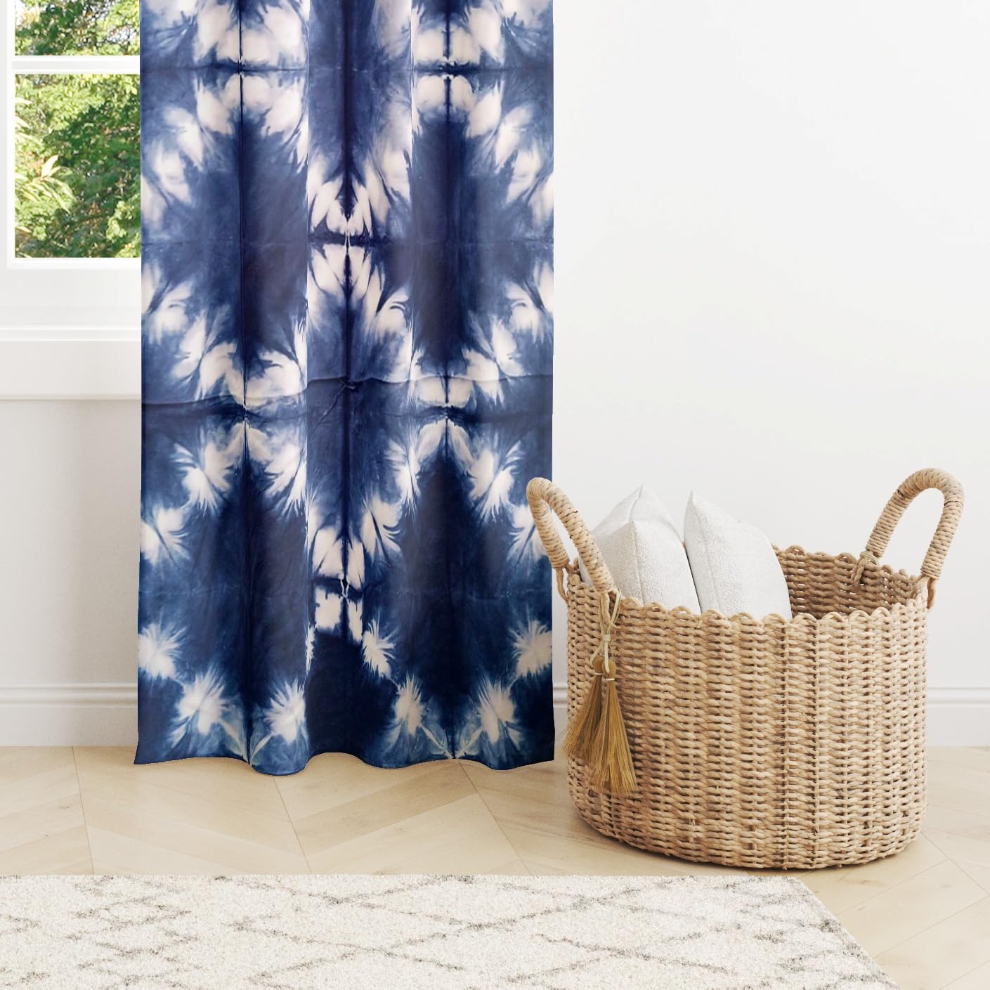 Trade Star Decorative Sheer Long Curtains 100% Cotton Curtains Handmade Indigo Window Blinds Panel Indian Premium Quality Boho Shibori Tie Dye Pattern Drapes for Living Room Decor (44X60 INCHES) - Image 5