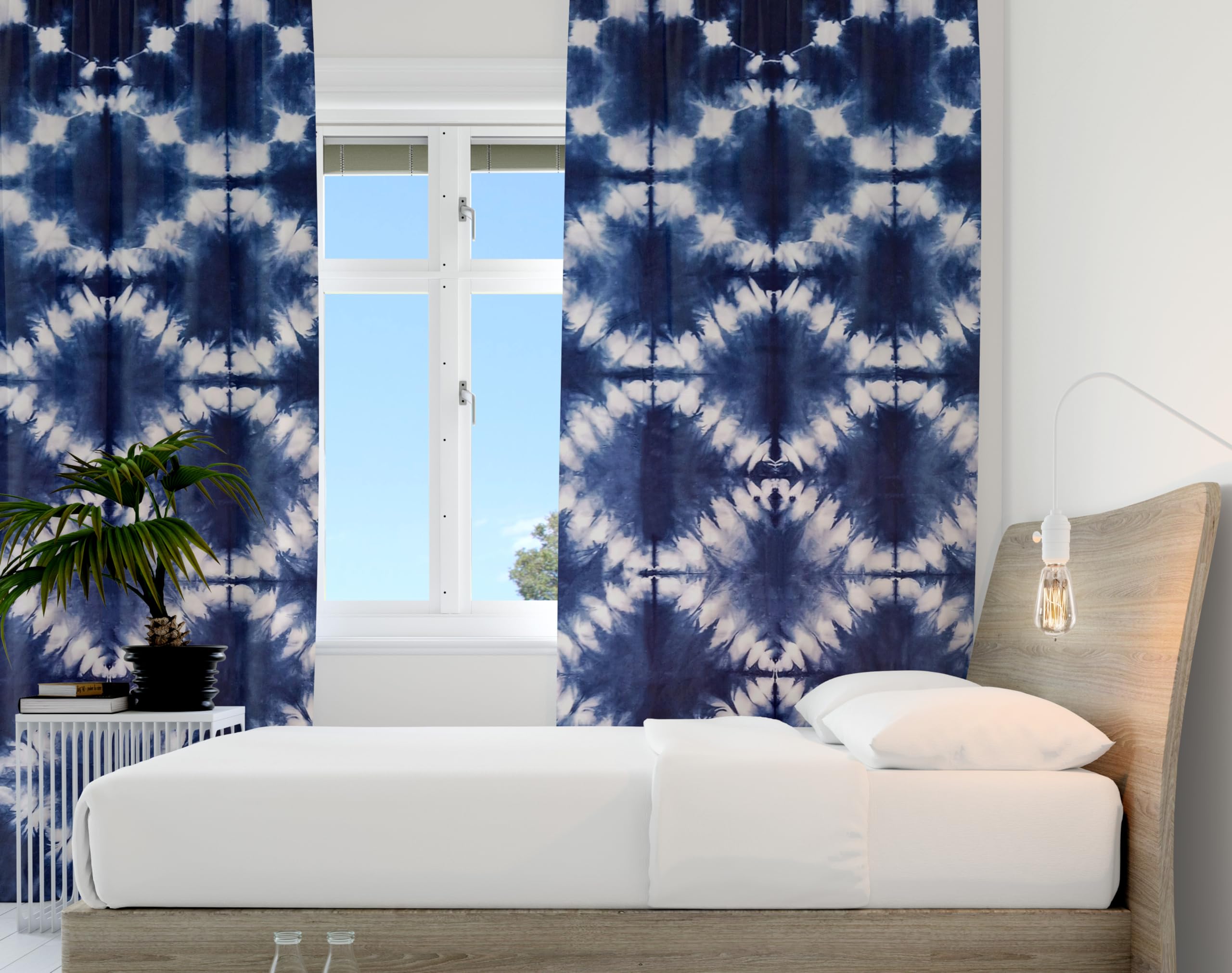 Trade Star Decorative Sheer Long Curtains 100% Cotton Curtains Handmade Indigo Window Blinds Panel Indian Premium Quality Boho Shibori Tie Dye Pattern Drapes for Living Room Decor (44X60 INCHES) - Image 6
