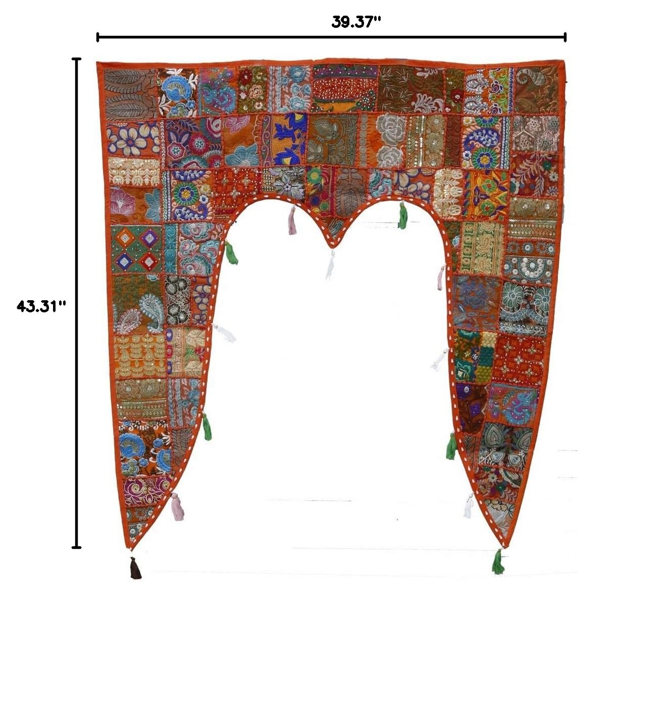 Trade Star Decorative Window Valances Indian Handmade Toran Patchwork Boho Topper Door Decor Embroidered Cotton Wall Hanging Wedding Home Decor Vintage Wall Art for Living Room (Pattern 1) - Image 6