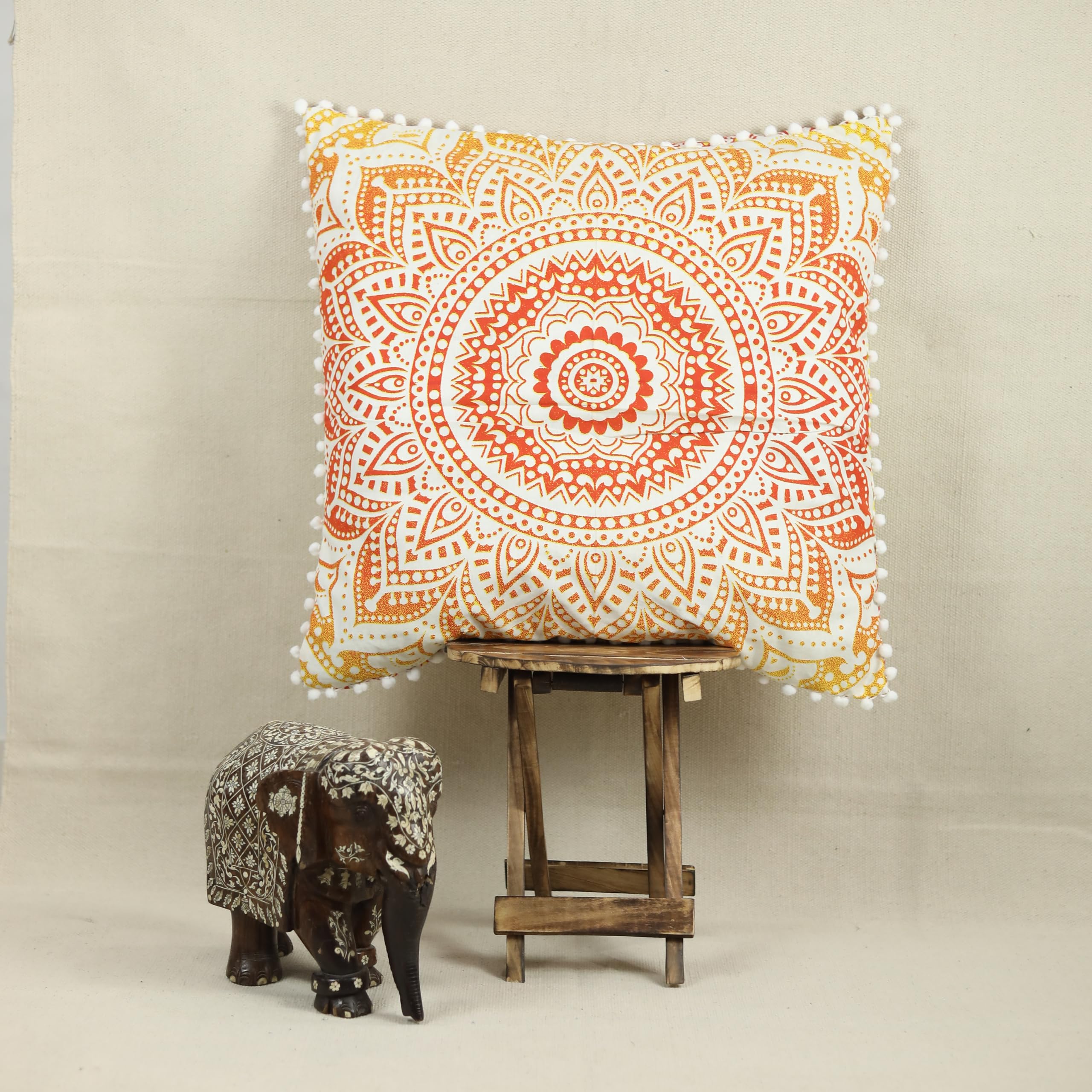 Trade Star Euro Shams Large Meditation Floor Pillow Case 100% Cotton Mandala Pillow Cover Decorative Ethnic Square Pillow Case Cover for Living Room (26x26 Inches Pattern 2) - Image 4