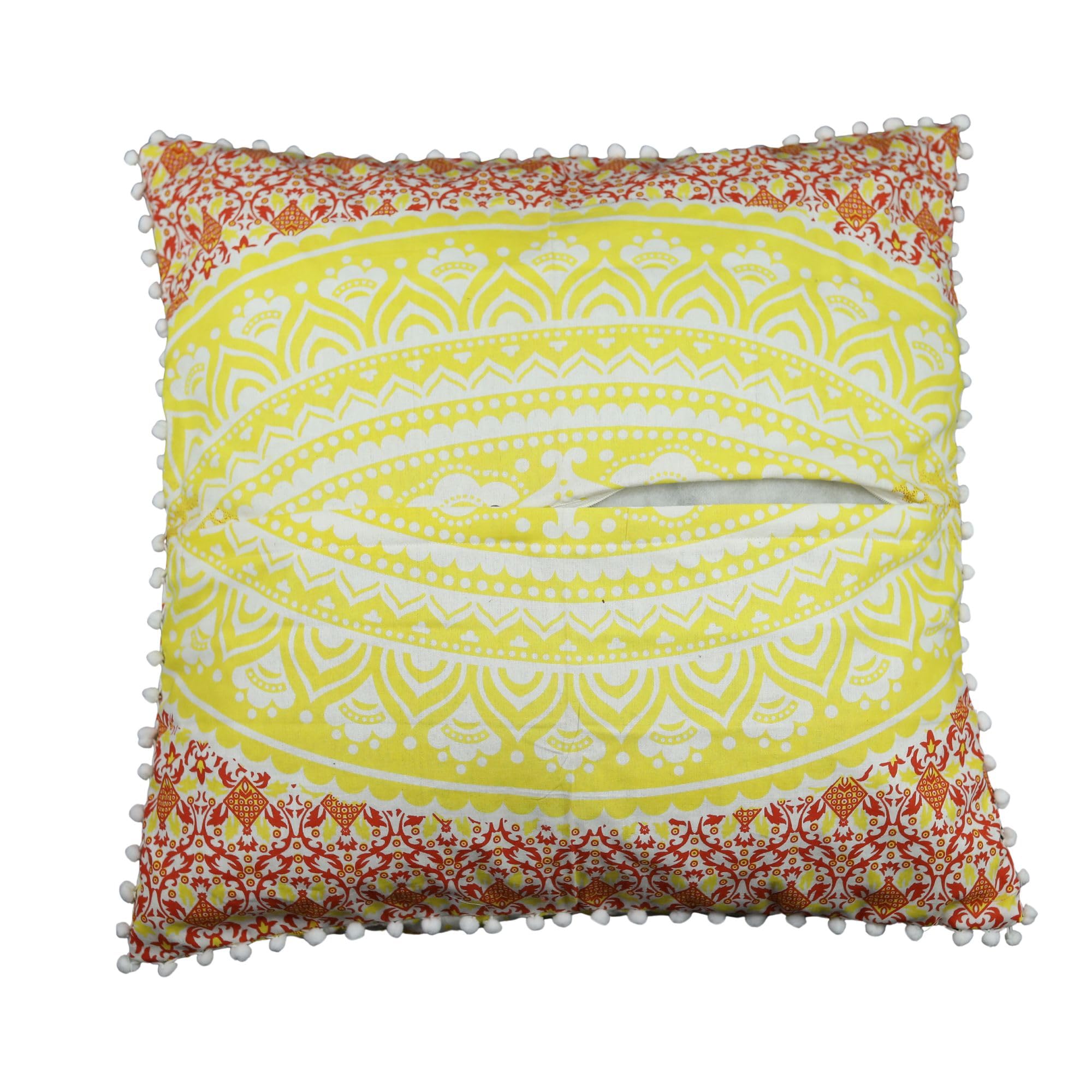 Trade Star Euro Shams Large Meditation Floor Pillow Case 100% Cotton Mandala Pillow Cover Decorative Ethnic Square Pillow Case Cover for Living Room (26x26 Inches Pattern 2) - Image 5