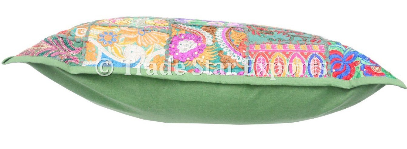 Trade Star Exports Handmade Vintage Pillow Cover 18x18 Indian Patchwork Cushion Ethnic Decorative Pillow Cases Boho Embroidery Cushion Cover Large Square Pillow Shams (Pattern 3) - Image 4