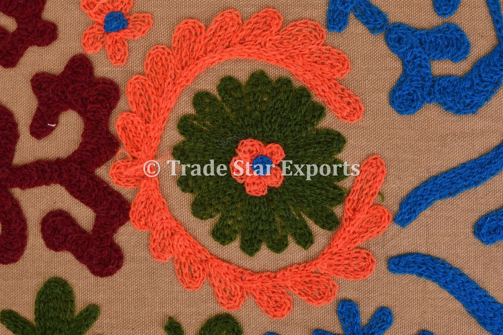 Trade Star Exports Indian Pillow Cover 24x24 Decorative Embroidery Euro Sham Ethnic Cotton Throw Pillowcase Boho Square Cushion Cover - Image 3