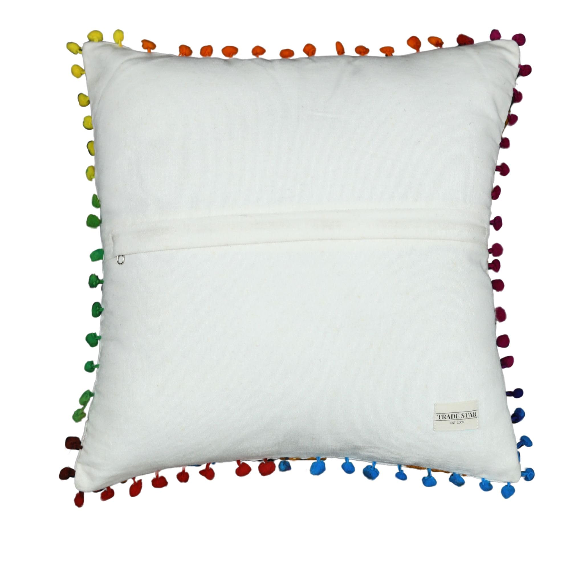 Trade Star Exports Kids Animal Cushion Cover Work Embroidery Pom Pom Cushions Decorative Bohemian Pillow Case Kids Room Decor Lace Cushions - Image 6