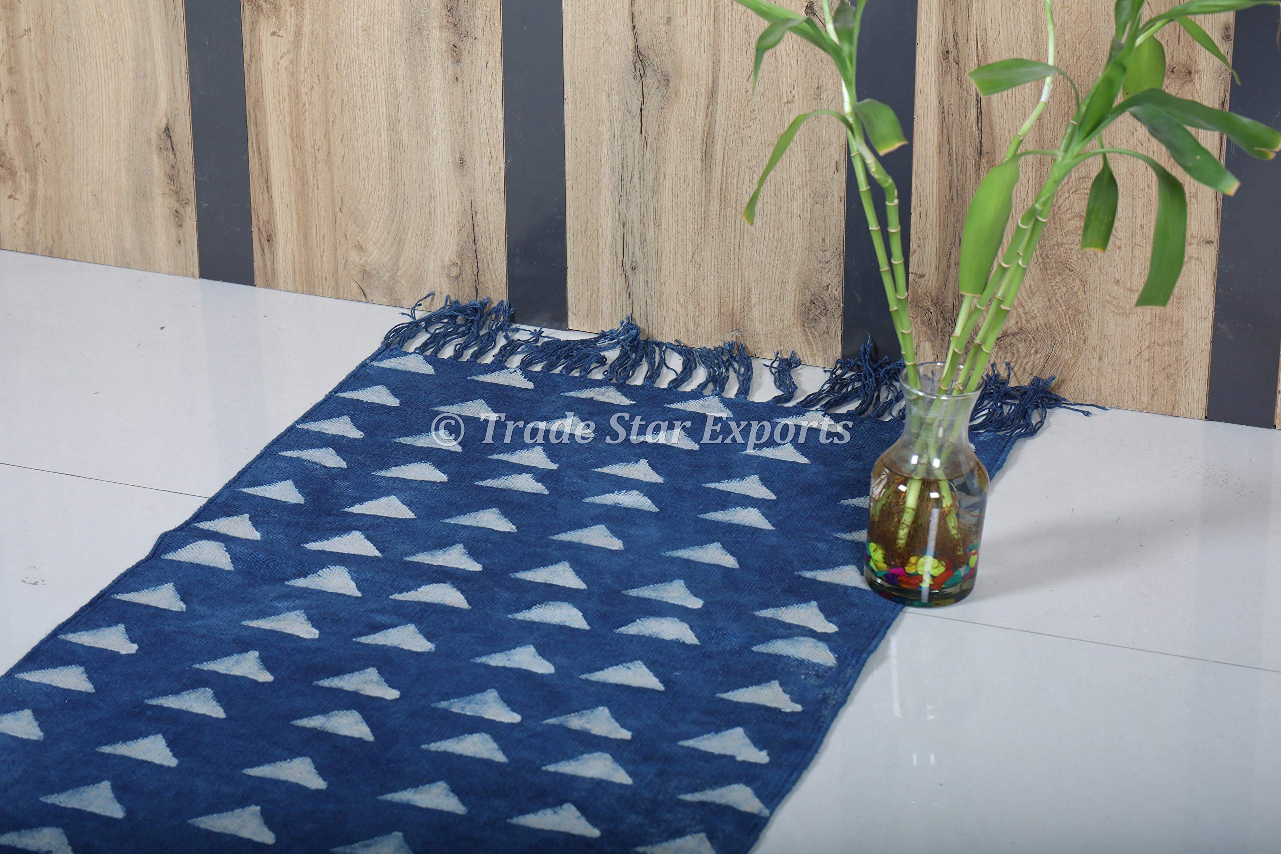 Trade Star Handloomed Yoga Mat Cotton 2x6 Ft Decorative Runner Handmade Mudcloth Print Bohemian Home Workout & Exercise Mat Block Printed Yoga Meditation Rug - Image 3