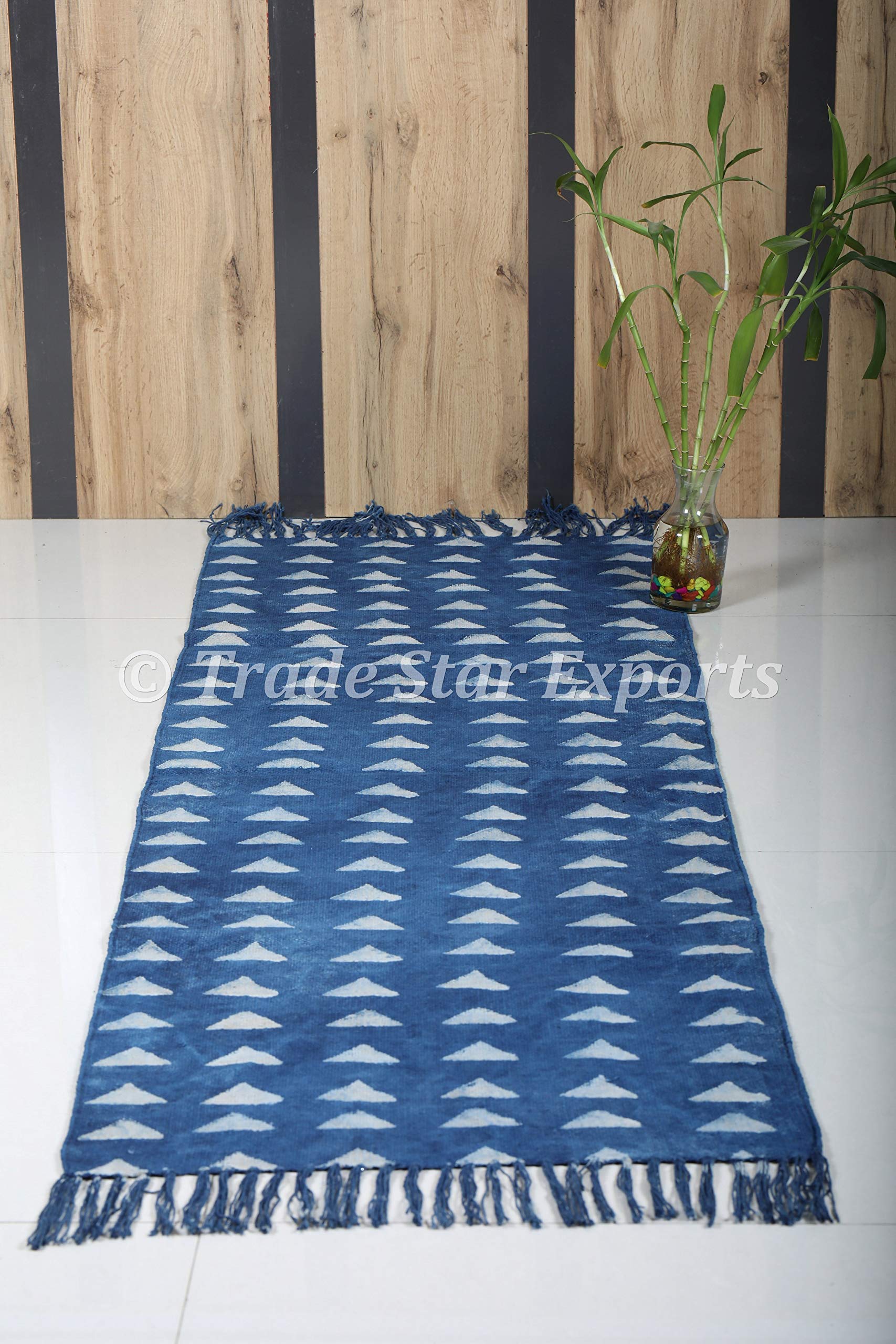 Trade Star Handloomed Yoga Mat Cotton 2x6 Ft Decorative Runner Handmade Mudcloth Print Bohemian Home Workout & Exercise Mat Block Printed Yoga Meditation Rug - Image 4