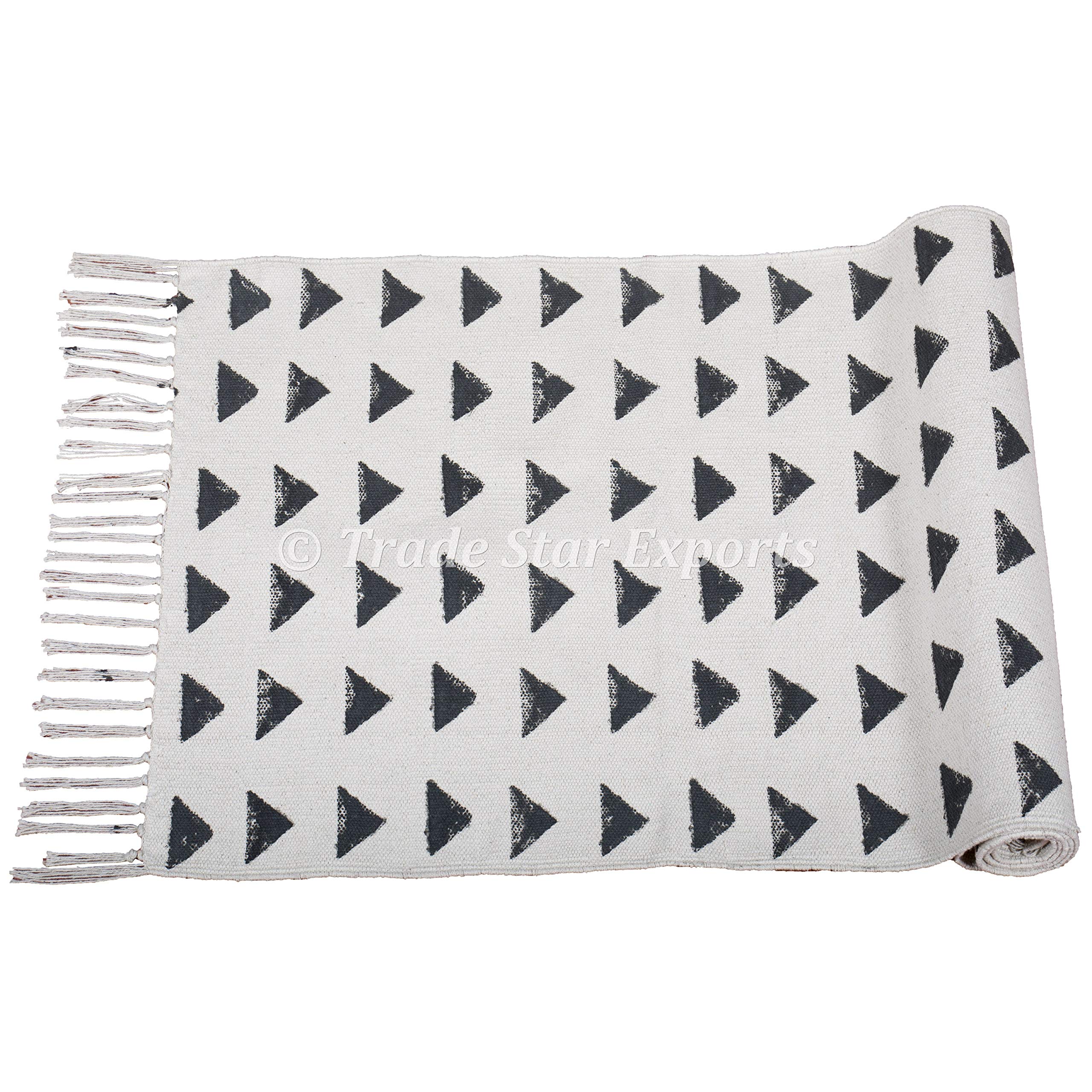 Trade Star Handloomed Yoga Mat Cotton 2x6 Ft Decorative Runner Handmade Mudcloth Print Bohemian Home Workout & Exercise Mat Block Printed Yoga Meditation Rug - Image 6