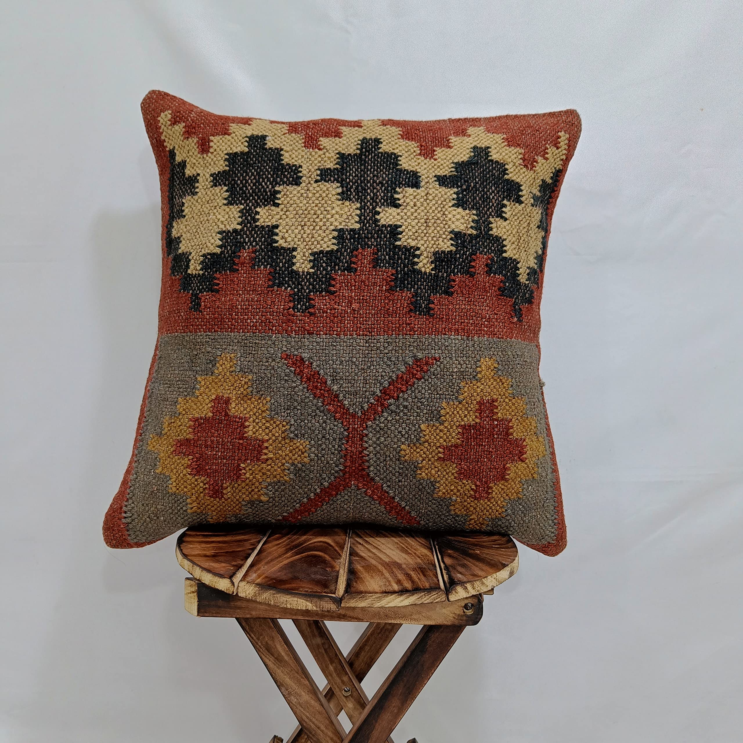 Trade Star Handwoven Square Kilim Pillow Cover Authentic Wool Jute Throw Pillow Case Decorative Outdoor Cushion Cover Rustic Boho Pillow Cover for Home Decor - Image 3