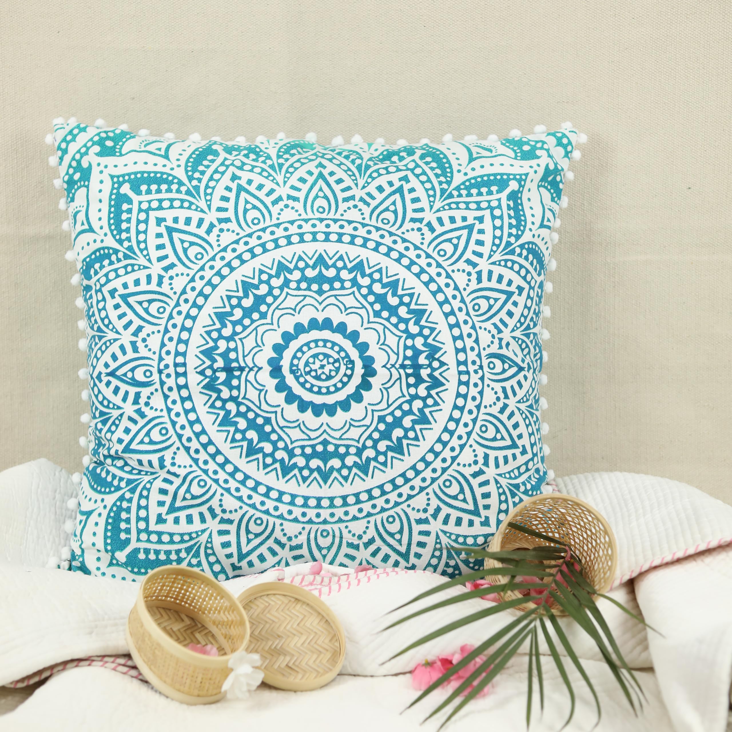 Trade Star Indian 100% Cotton Mandala Pillow Case Decorative Floor Cushion Cover Large Ethnic for Throw Pillow Cover Home Decoration Vintage Designer Cushion Case (26x26 INCHES) - Image 4