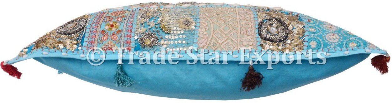 Trade Star Indian Patchwork Pillow Covers Handmade Square Vintage Cushion Cover Boho Decorative Pillow Case Euro Sham Pillow Decor Large Throw Pillow Case(Pattern 3) - Image 5