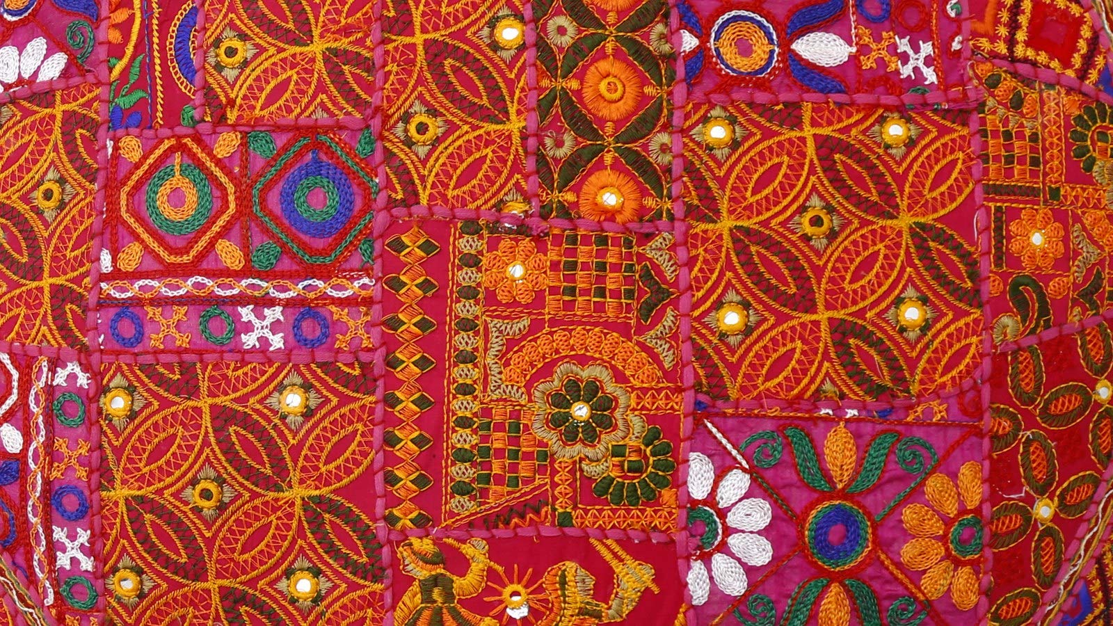 Trade Star Indian Patchwork Pouffe Traditional Home Decorative Cushion Cover Handmade Embroidered Cotton Patchwork Foot Stool Floor Cushion Decor Made by Indian Artisian(Pattern 1) - Image 5