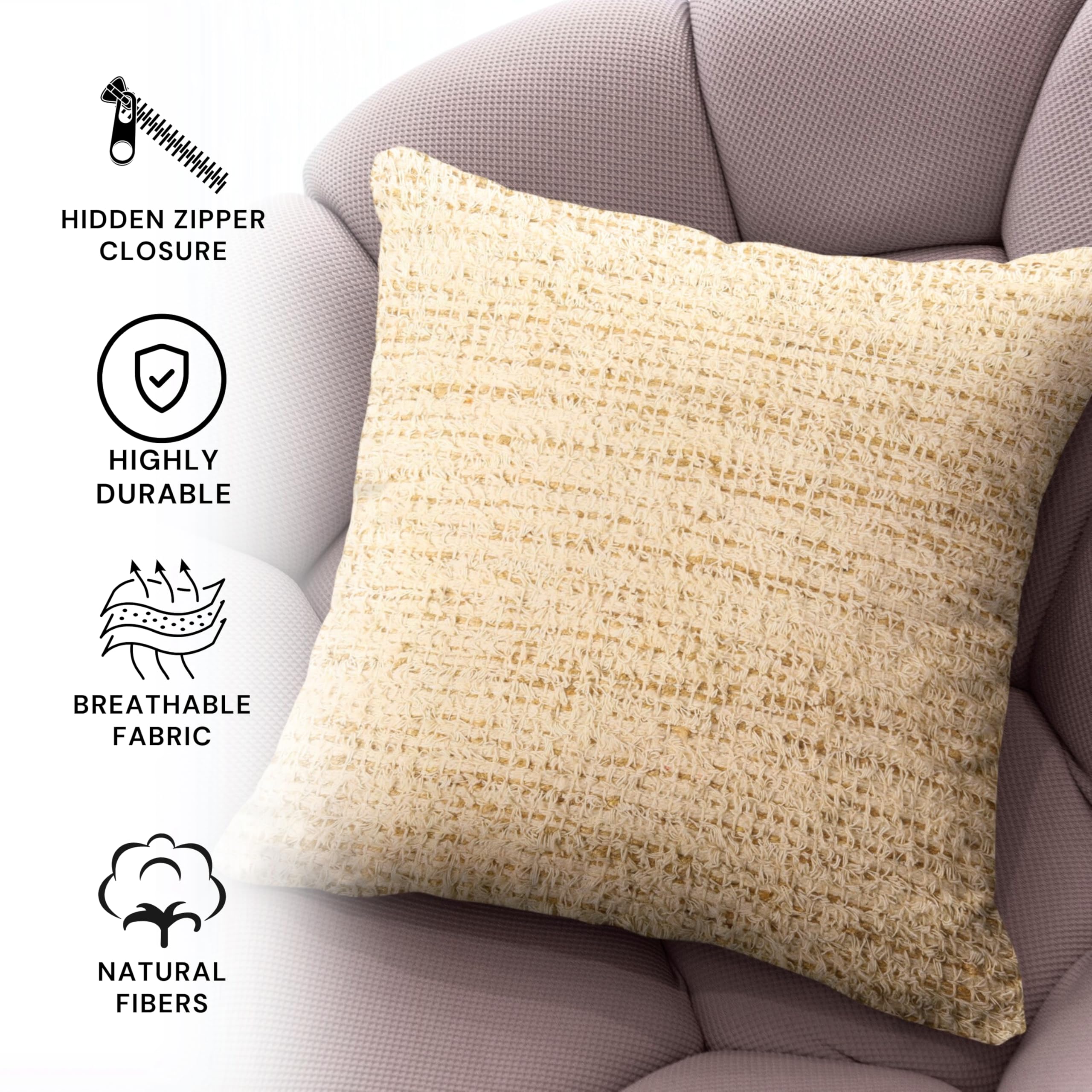 Trade Star Jute Cotton Beautiful Pillow Case Designer Beautiful Thick Cushion Cover Farmhouse Cushion Case18x18 Inches Handloomed Square Throw Pillow Cover - Image 4