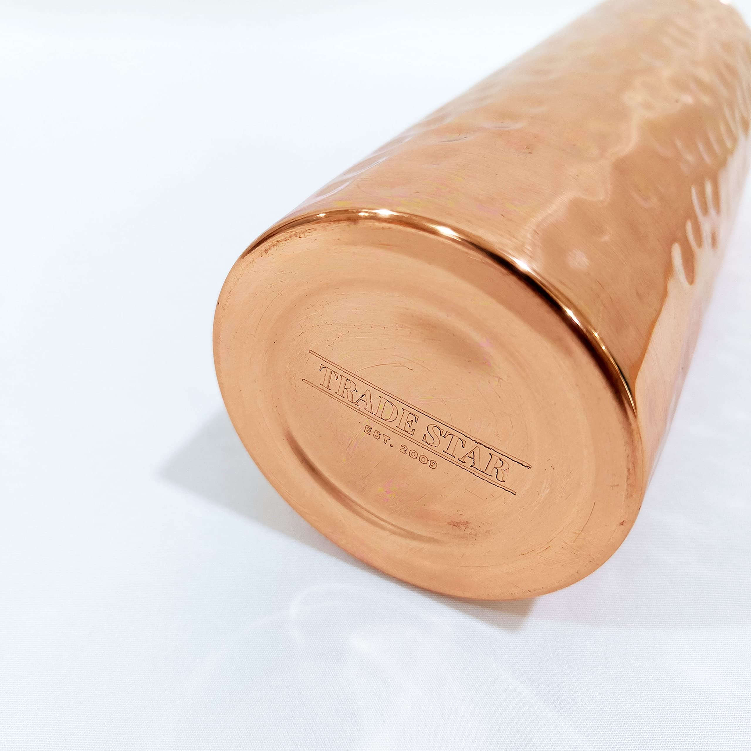 Trade Star Leak Proof Vessel and Glass Set for Drinking Premium Pure Copper Water Bottle 34 Oz Large Hammered Bottle with 2 Copper Glass Quality Handcrafted Ayurvedic - Image 3