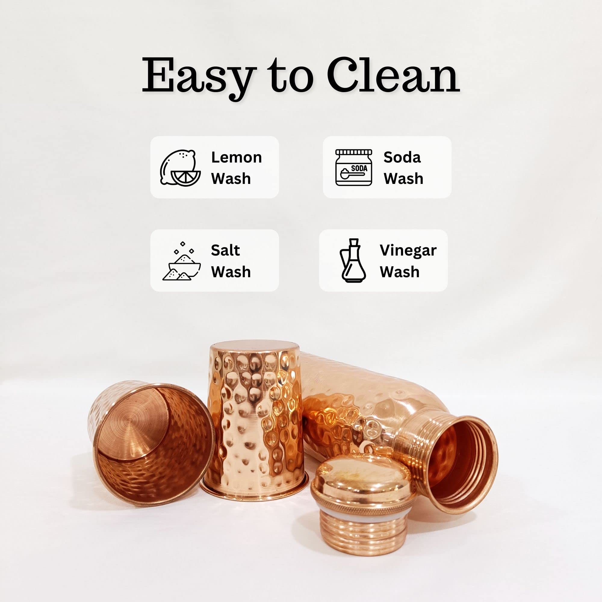 Trade Star Leak Proof Vessel and Glass Set for Drinking Premium Pure Copper Water Bottle 34 Oz Large Hammered Bottle with 2 Copper Glass Quality Handcrafted Ayurvedic - Image 5