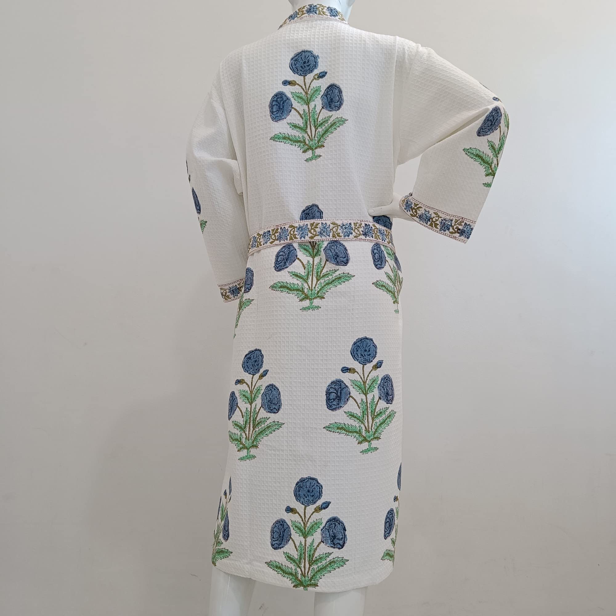 Trade Star Pure Cotton Full Arm Bathrobe Premium Quality Highly Durable Block Printed Bath Robe For Beach Wear - Image 5