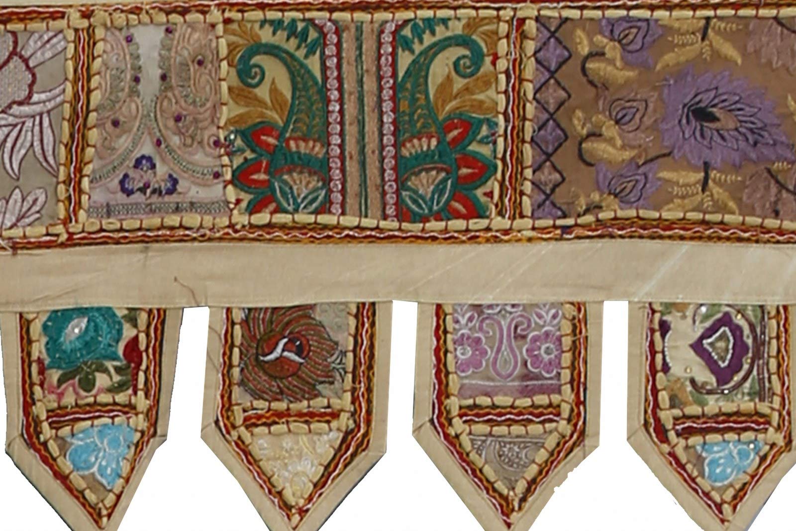 Trade Star Vintage Wall Hanging Handmade Patchwork Toran Embroidered Door Valances Bohemian Home Decorations for Living Room (Pattern 1, 200 x 40 Cms) - Image 5